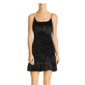 Aqua velvet black floral mini dress